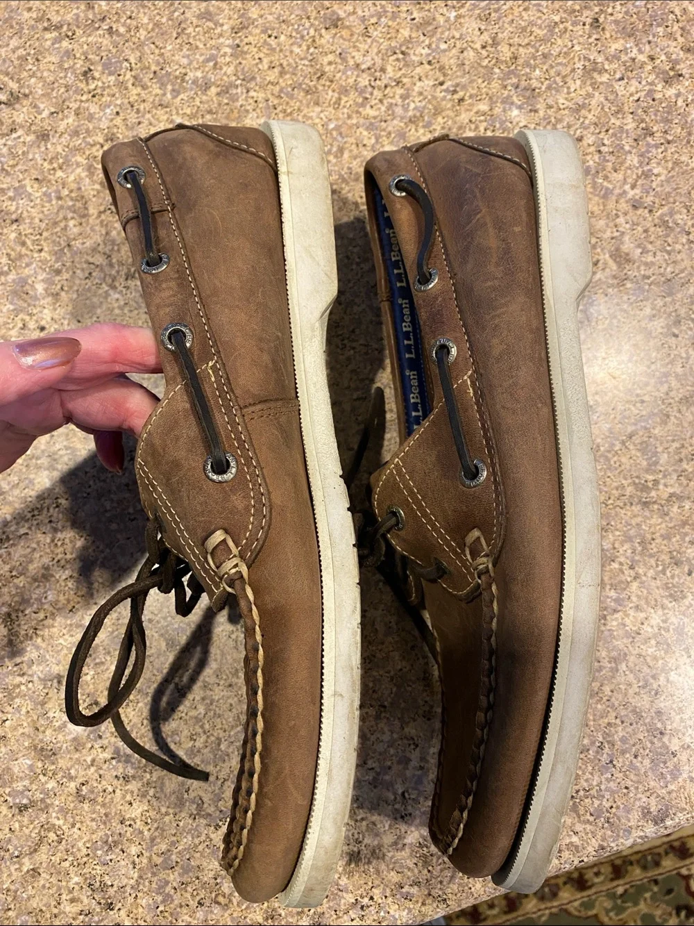 L.L. Bean Boat Shoes Mocs Leather Uppers 0WC63 Men’s Size 10 D